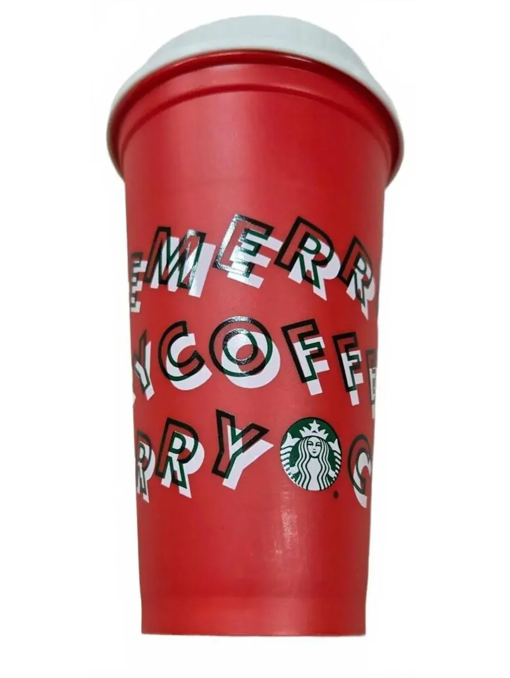 Starbucks Red Merry Coffee Travel Mug with White Lid - Reusable Holiday Cup